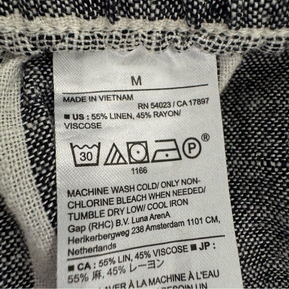 Banana Republic Linen Blend Pull On Crop Wide Leg Pants Striped Coastal Sz M - Picture 7 of 7